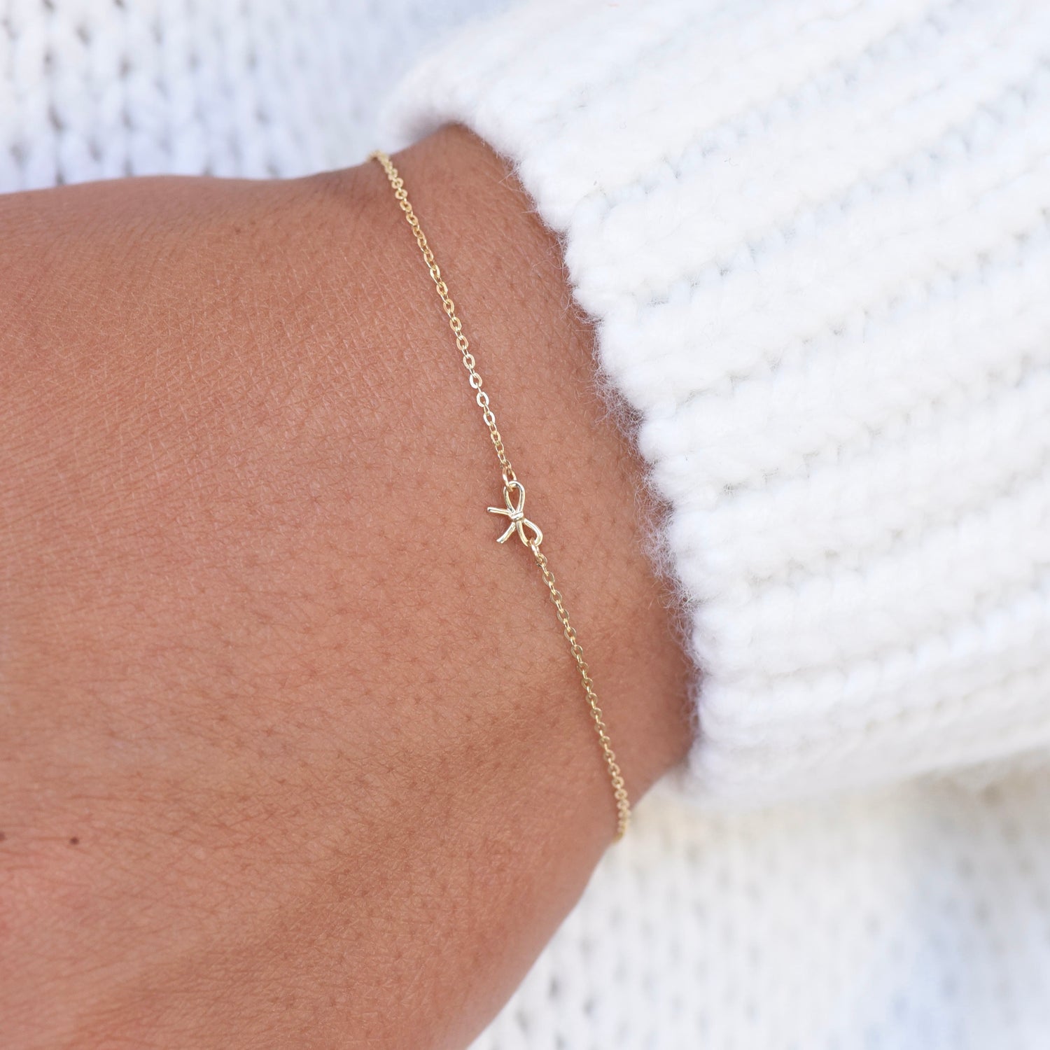 14K Gold Baby Bow Bracelet – Tiny Bow Bracelet for Baby Girl