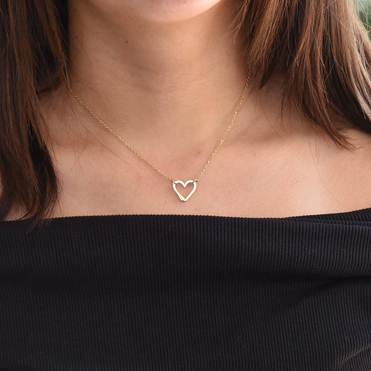 14K Gold Heart Charm Holder Necklace | Build Your Own Charm Necklace