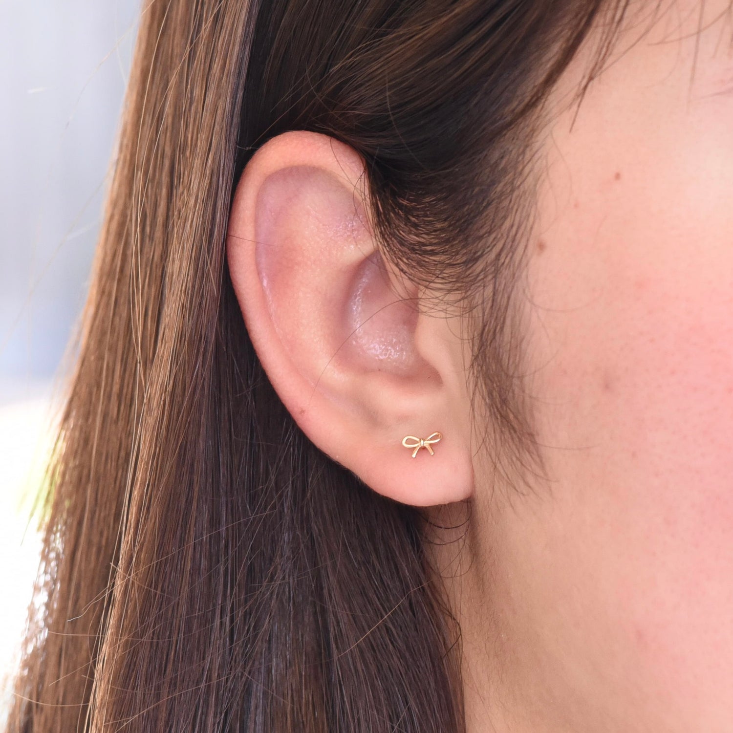 14K Gold Tiny Bow Earrings