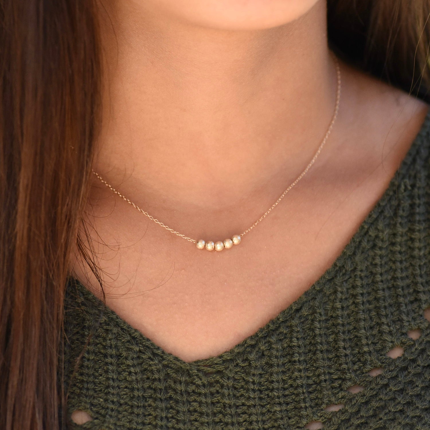 Gold bead necklace 14k