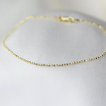 14K Gold Diamond Cut Bead Chain Bracelet - 1.1mm Bead Chain Bracelet - Sash Jewelry