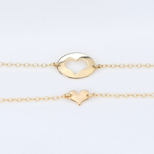 Mother Daughter Bracelet Set – 14K Gold Heart Charm Bracelets