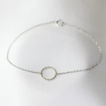 14K White Gold Circle Bracelet: Dainty Cable Chain - Sash Jewelry