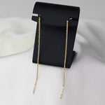14K Gold Long Chain Earrings – Solid Gold Sparkle Chain - Sash Jewelry