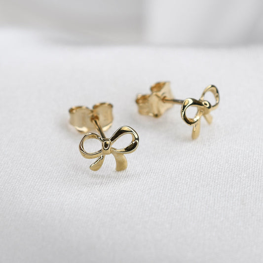 14K Gold Bow Earrings.