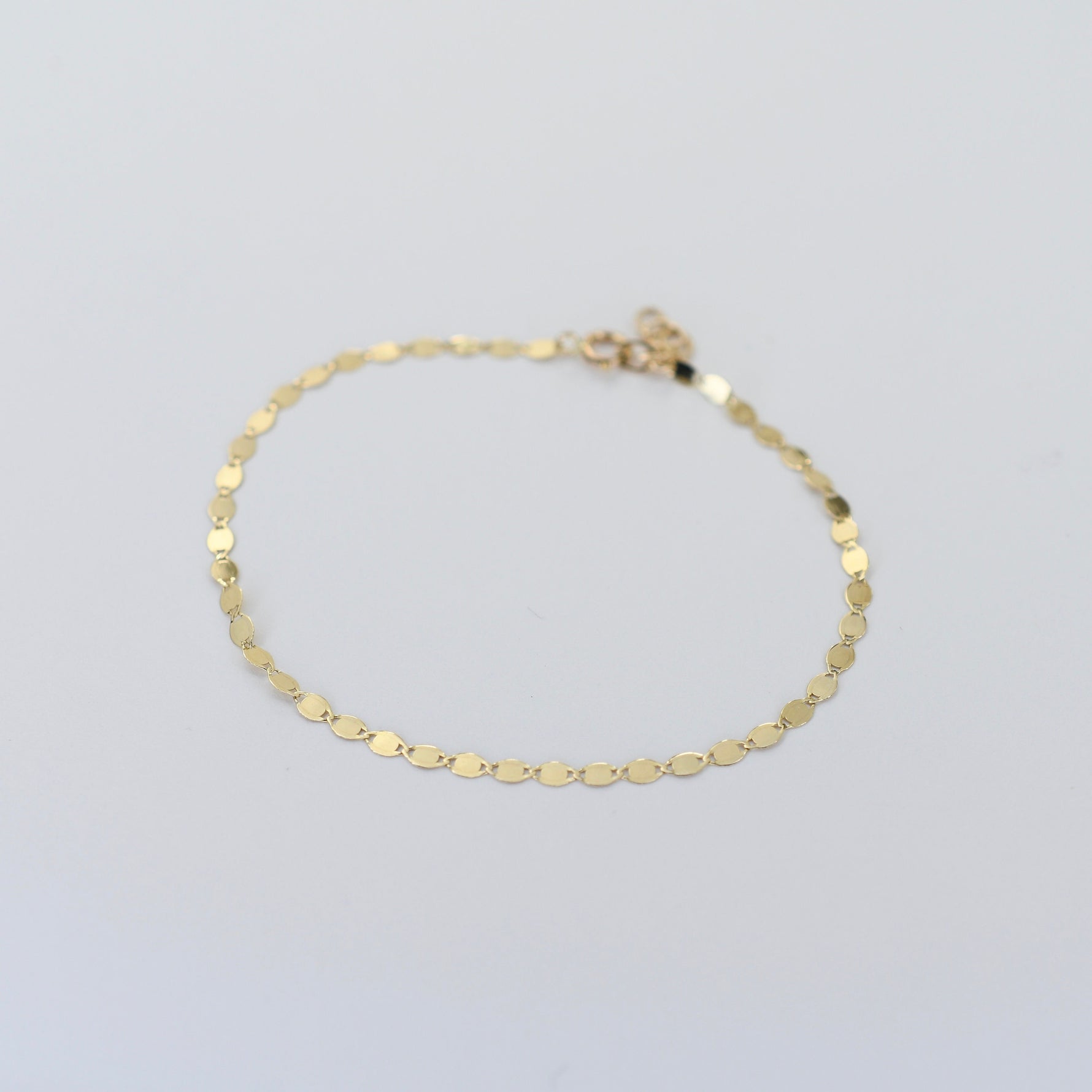 14K Solid Gold Sparkle Anklet – Dainty Gold Chain Anklet Bracelet with Extension - Sash Jewelry