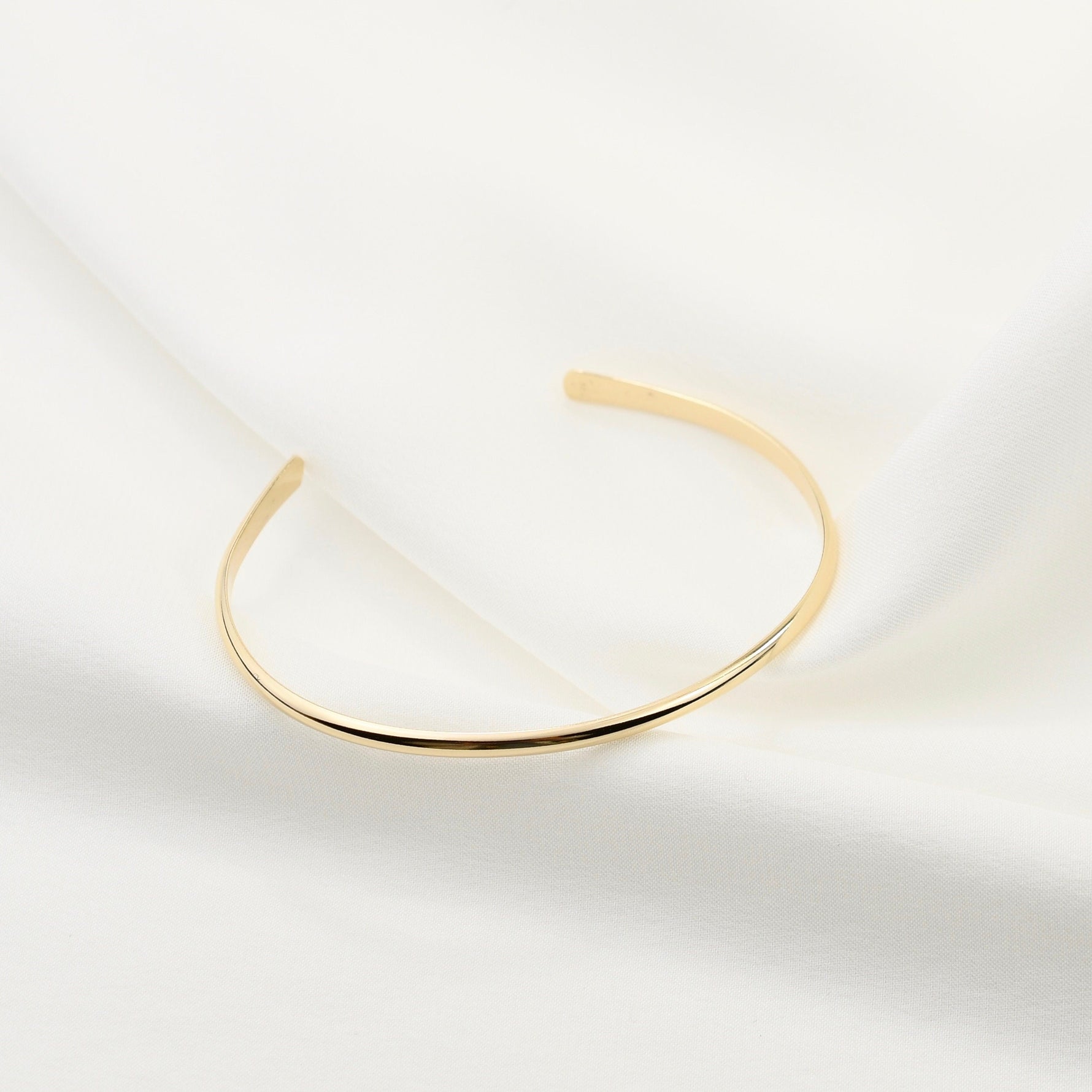 14K Solid Gold Cuff Bracelet, Minimalist Cuff Bracelet, Delicate cuff bracelet - Sash Jewelry