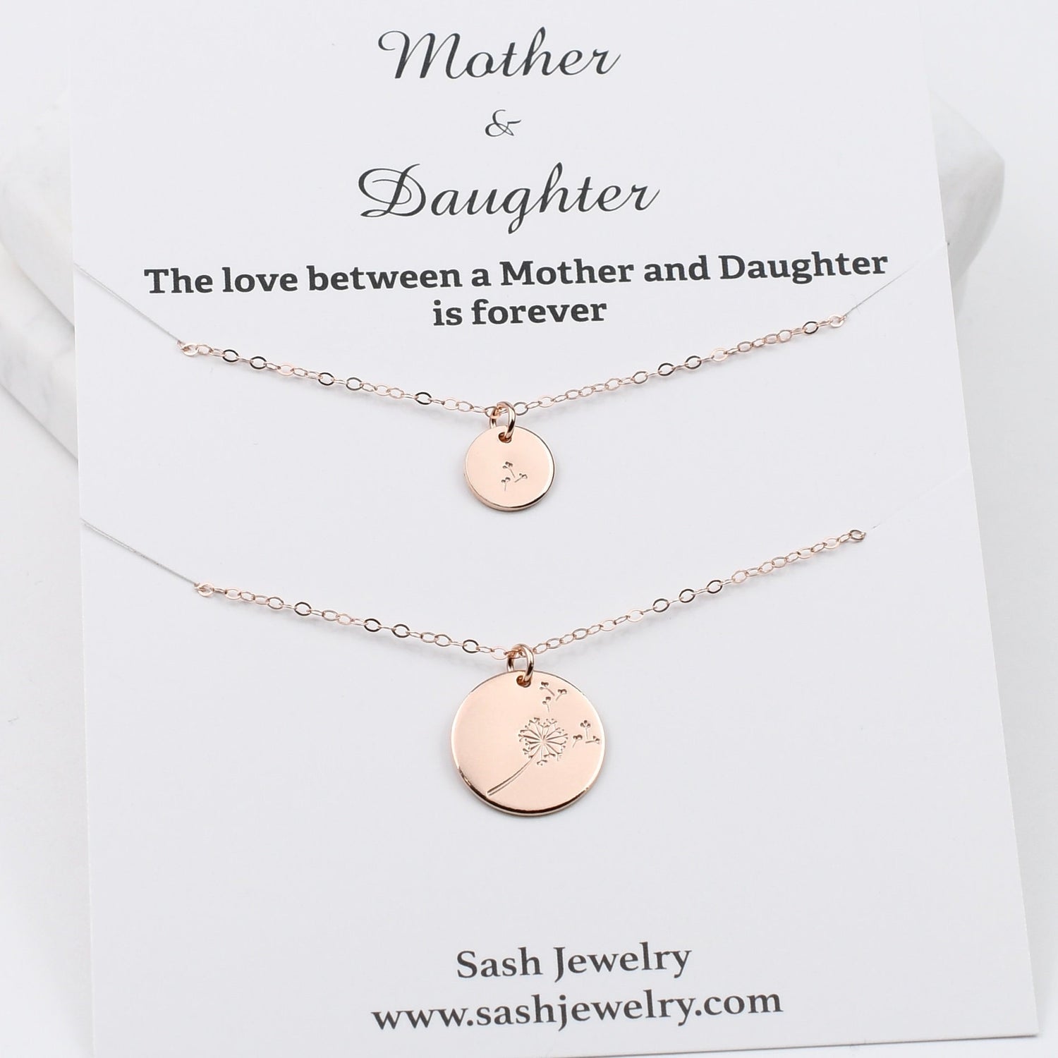 Mother Daughter Necklace Set - Dandelion necklace. Mother daughter dandelion necklace set. Sterling silver, gold filled or rose gold filled - Sash Jewelry