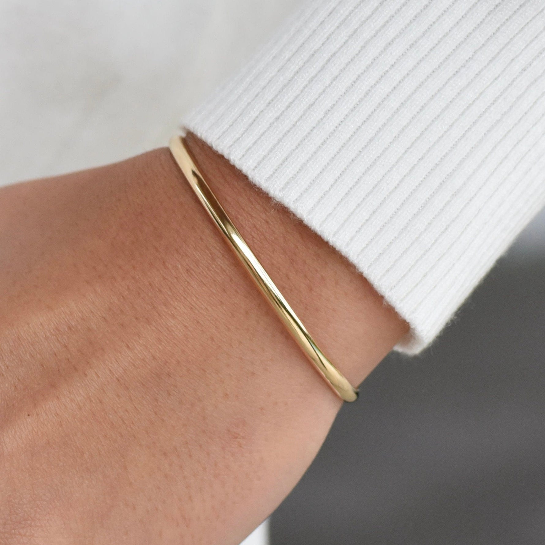 14K Solid Gold Cuff Bracelet: Minimalist Style - Sash Jewelry