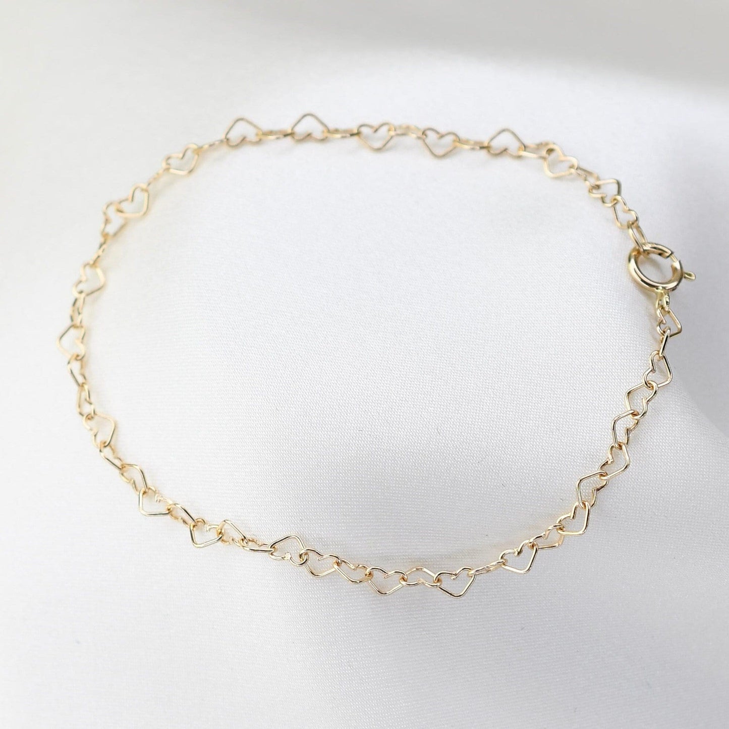 14K Gold Heart Chain Bracelet