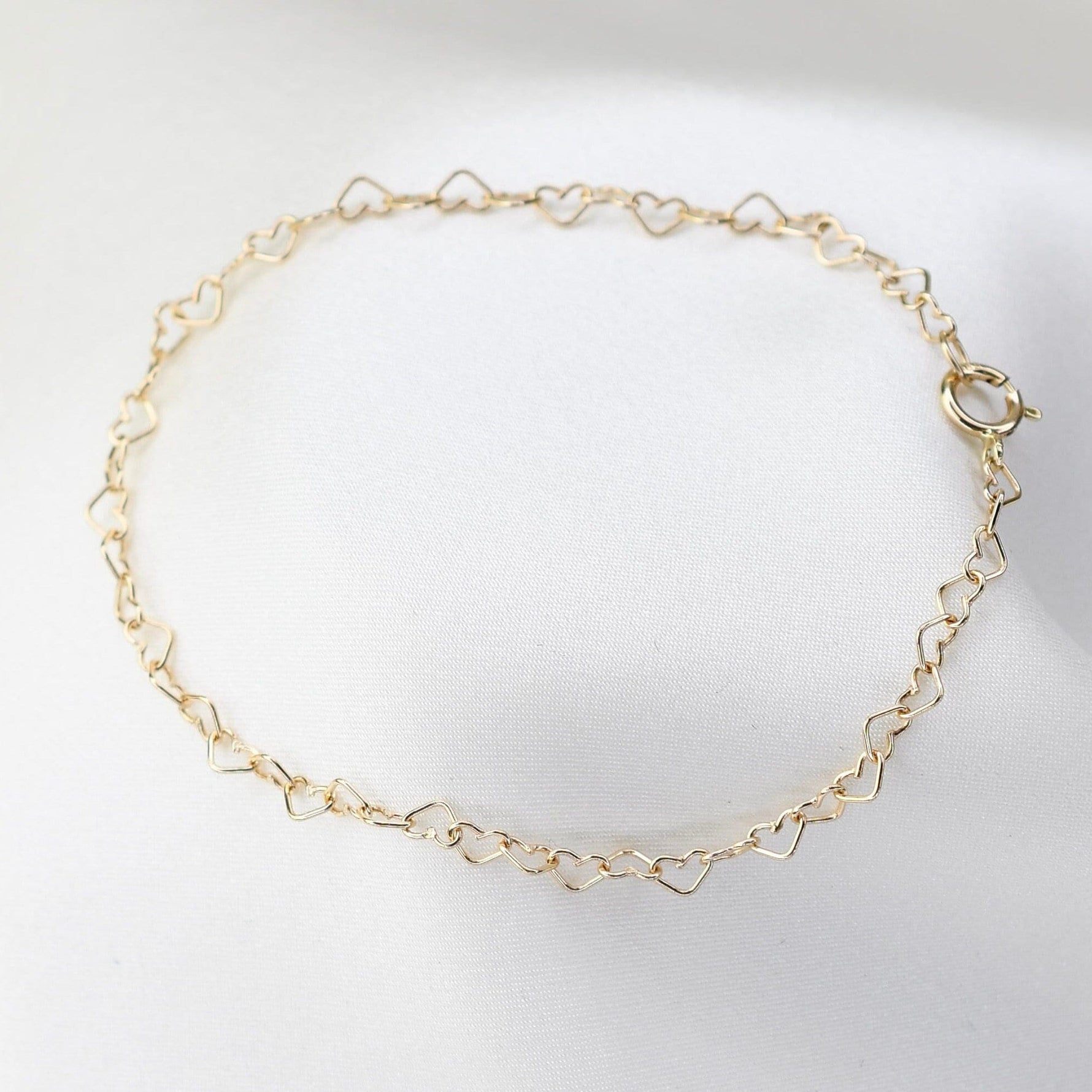 14K Gold Heart Chain Bracelet - Sash Jewelry