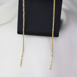 14K Gold Long Chain Earrings – Solid Gold Sparkle Chain - Sash Jewelry