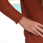 Modern paper clip chain bracelet in solid 14K gold