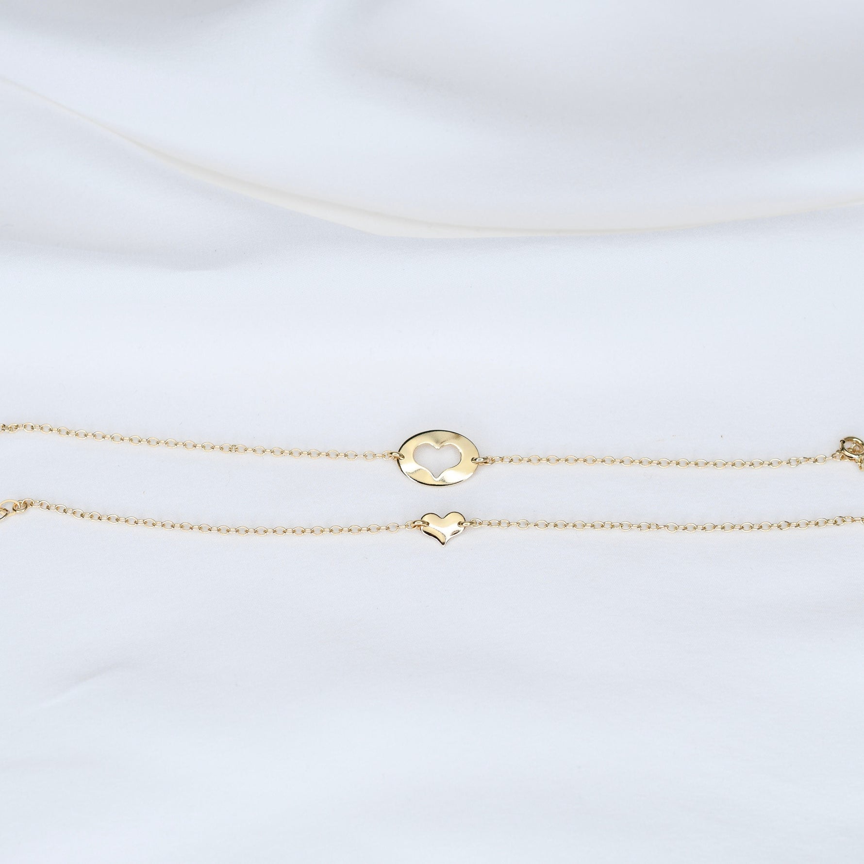 Mother Daughter Bracelet Set – 14K Gold Heart Charm Bracelets - Sash Jewelry