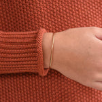 14K Solid Gold Cuff Bracelet – Minimalist Gold Cuff, Thin Open Bracelet - Sash Jewelry