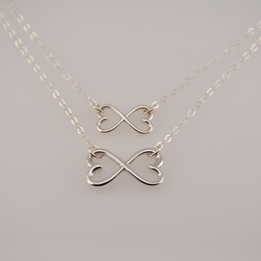 mother daughter heart infinity necklace set