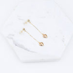 14K Solid Gold Heart Drop Earrings – Minimalist Gold Jewelry Gift - Sash Jewelry