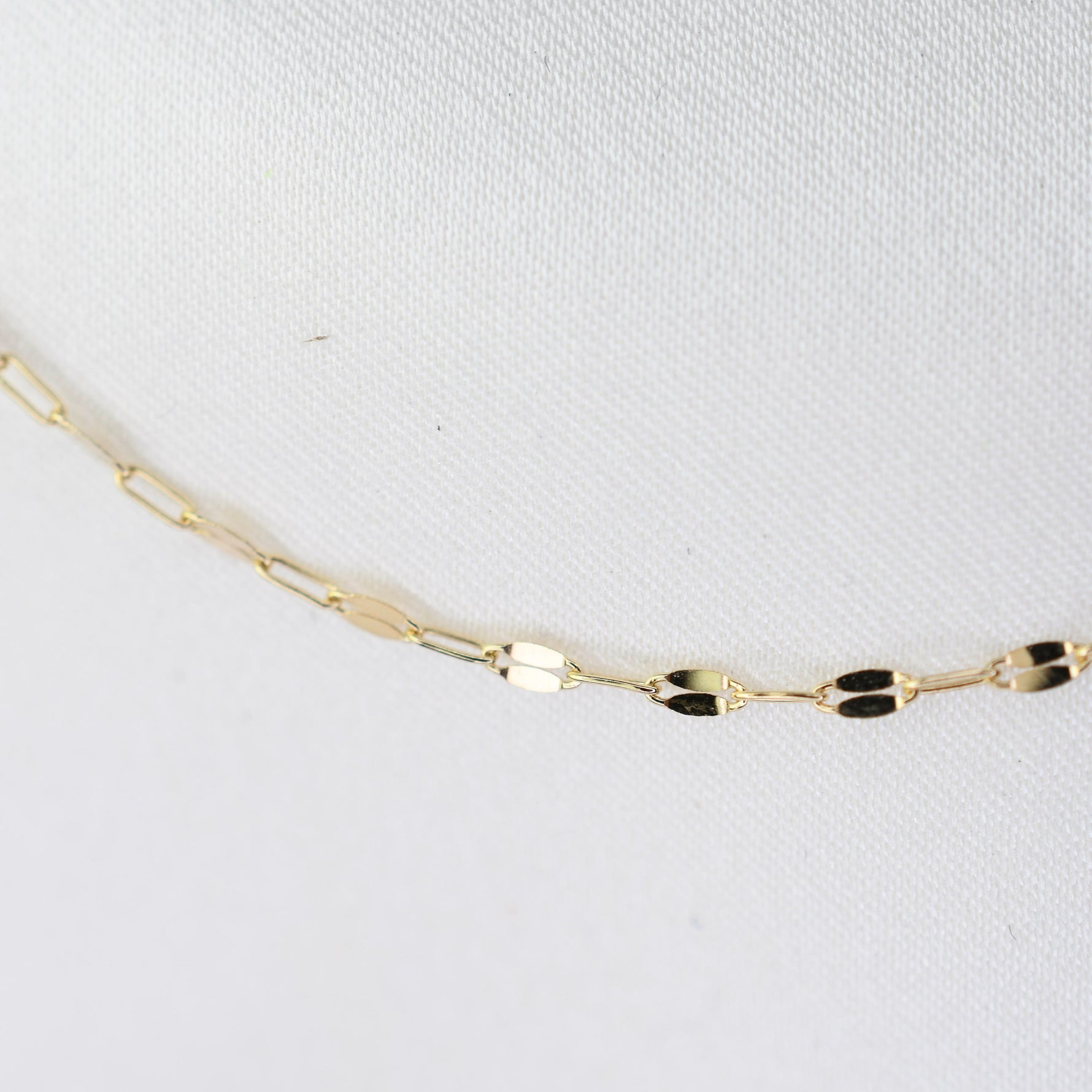 14K Solid Gold Dapped Link & Drawn Cable Chain Bracelet - Sash Jewelry