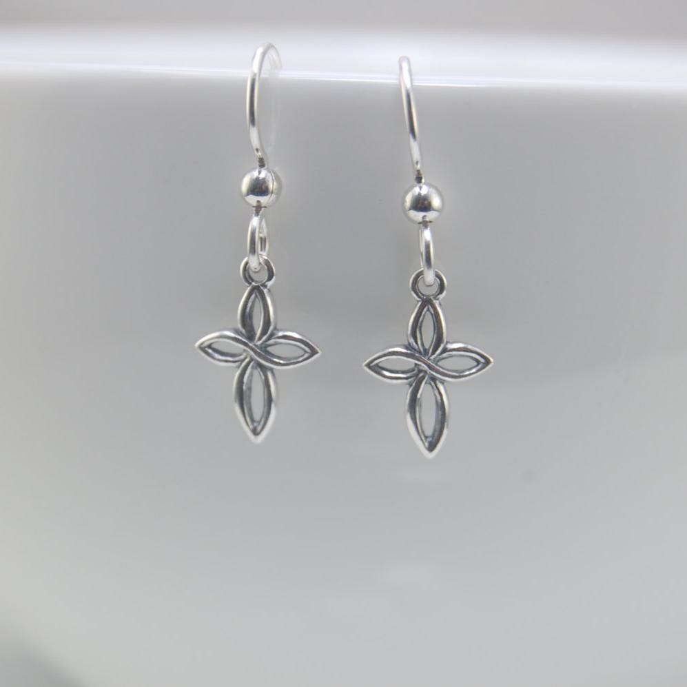Cross Earrings – Small Elegant Cross, Silver Post - Sash Jewelry