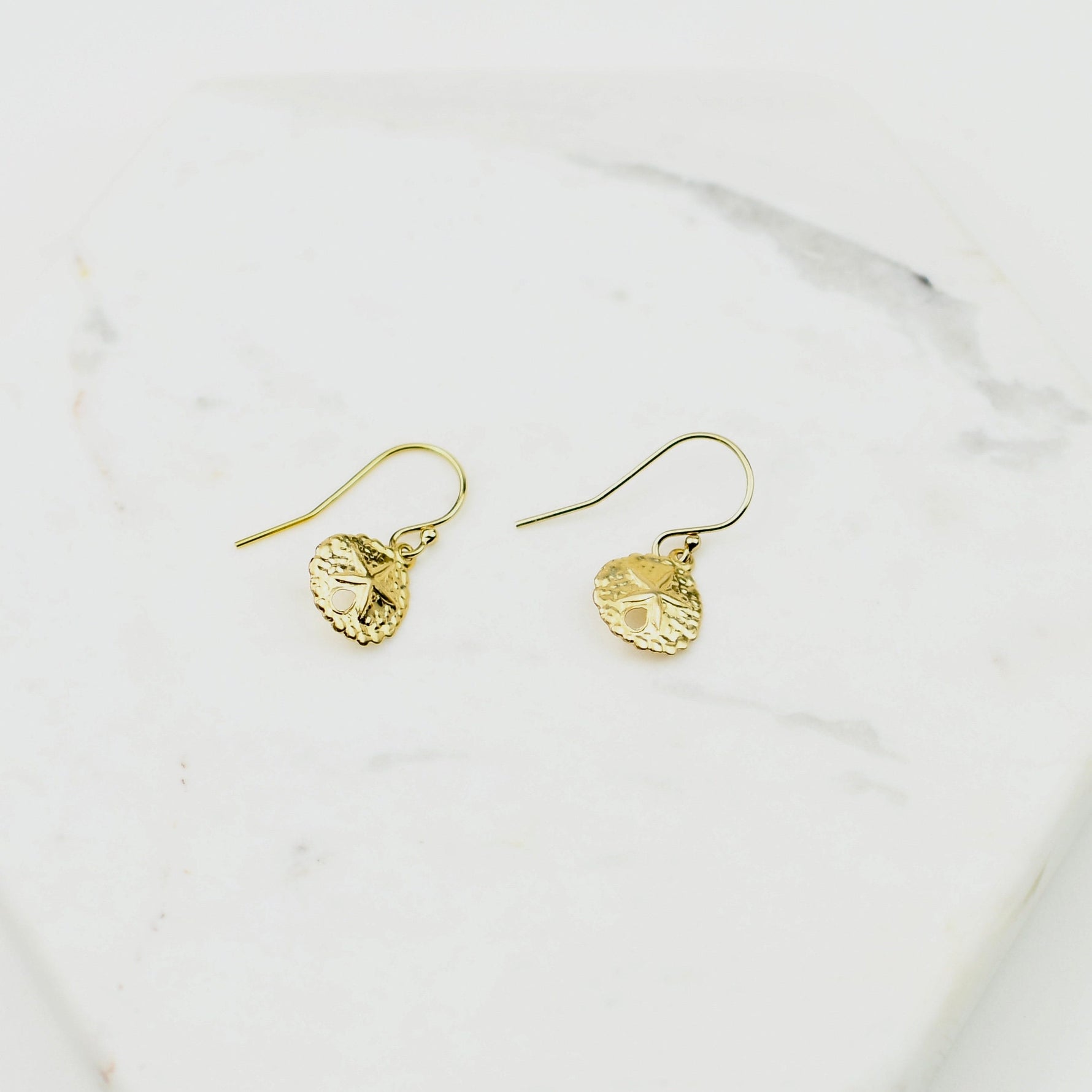 Small sand dollar earrings. Silver sand dollar earrings. Gold sand dollar earrings - Sash Jewelry