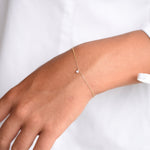 14K Gold Dainty Chain Tiny Diamond Bracelet - Ultra Delicate 14K Solid Gold Bracelet - Tiny diamond charm - Sash Jewelry