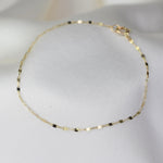 14K Solid Gold Dapped Link & Drawn Cable Chain Bracelet - Sash Jewelry