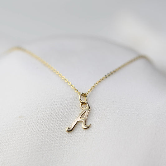 Dainty 14K Solid Gold Initial Necklace | Personalized Charm
