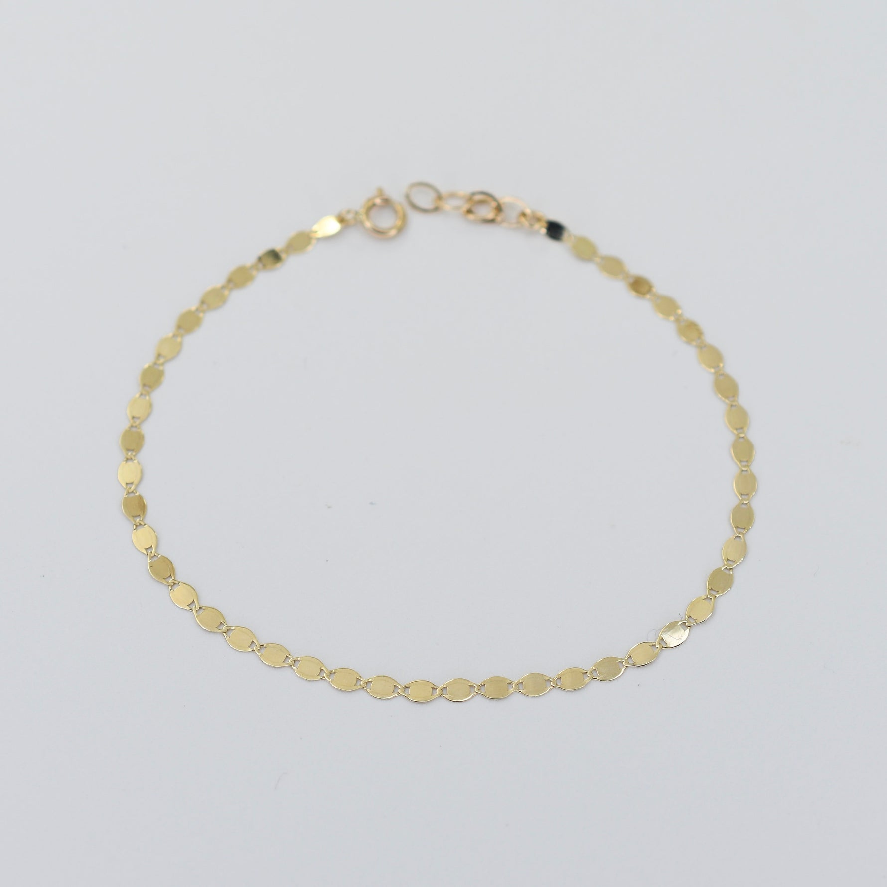 14K Solid Gold Sparkle Anklet – Dainty Gold Chain Anklet Bracelet with Extension - Sash Jewelry