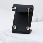 14K Solid Gold Heart Drop Earrings – Minimalist Gold Jewelry Gift - Sash Jewelry