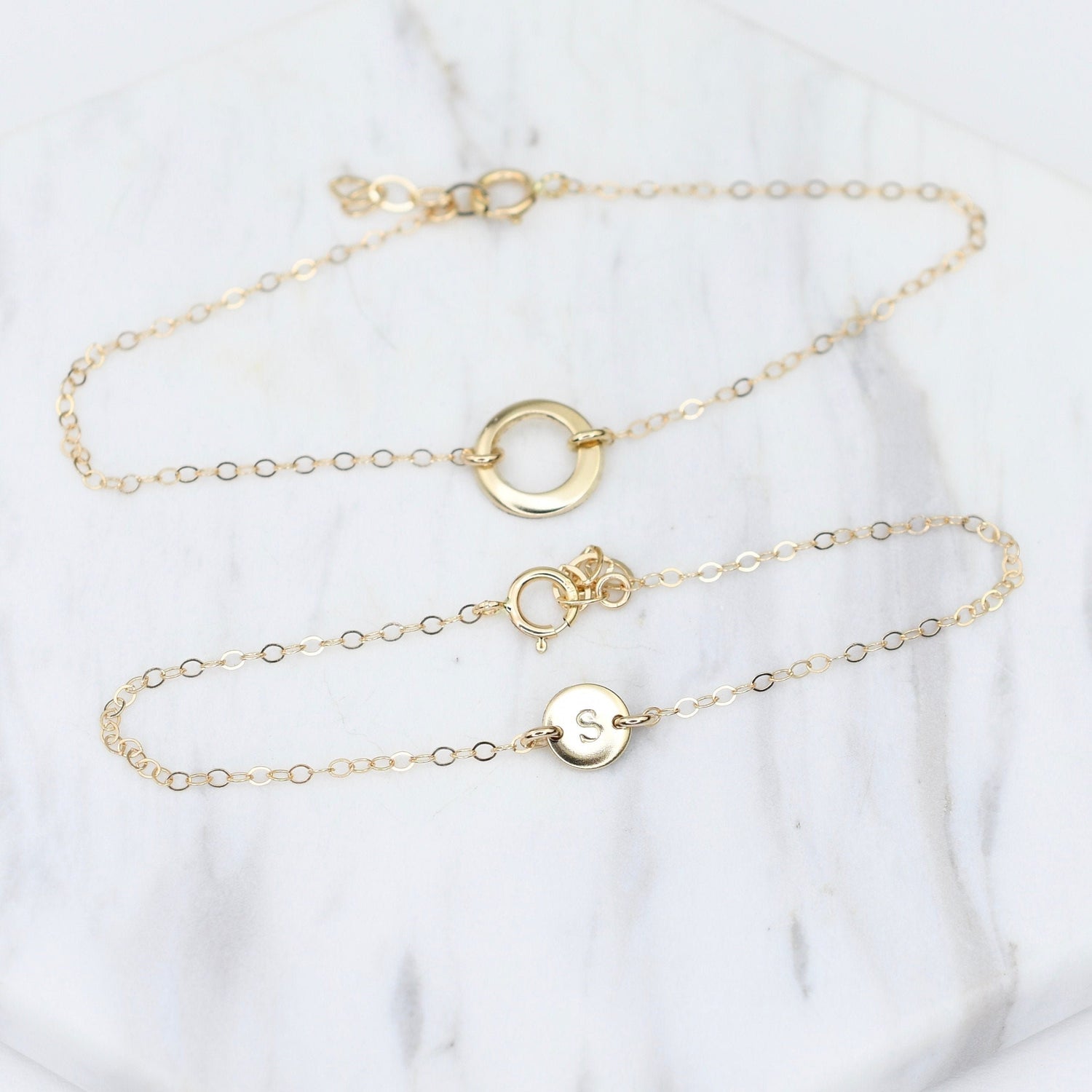 Mother daughter bracelet. 14K gold personalized bracelet. Mothers day gift - Sash Jewelry