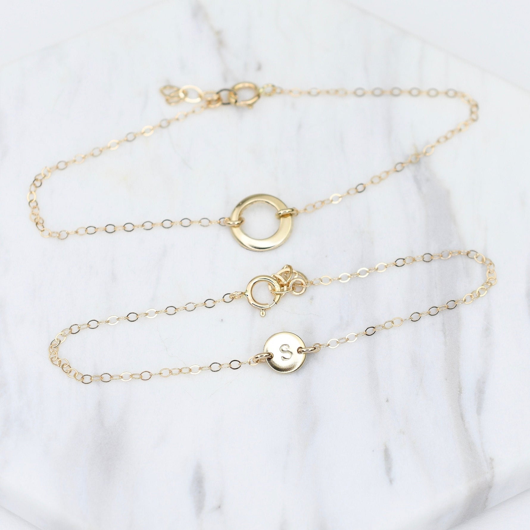 Mother daughter bracelet. 14K gold personalized bracelet. Mothers day gift - Sash Jewelry