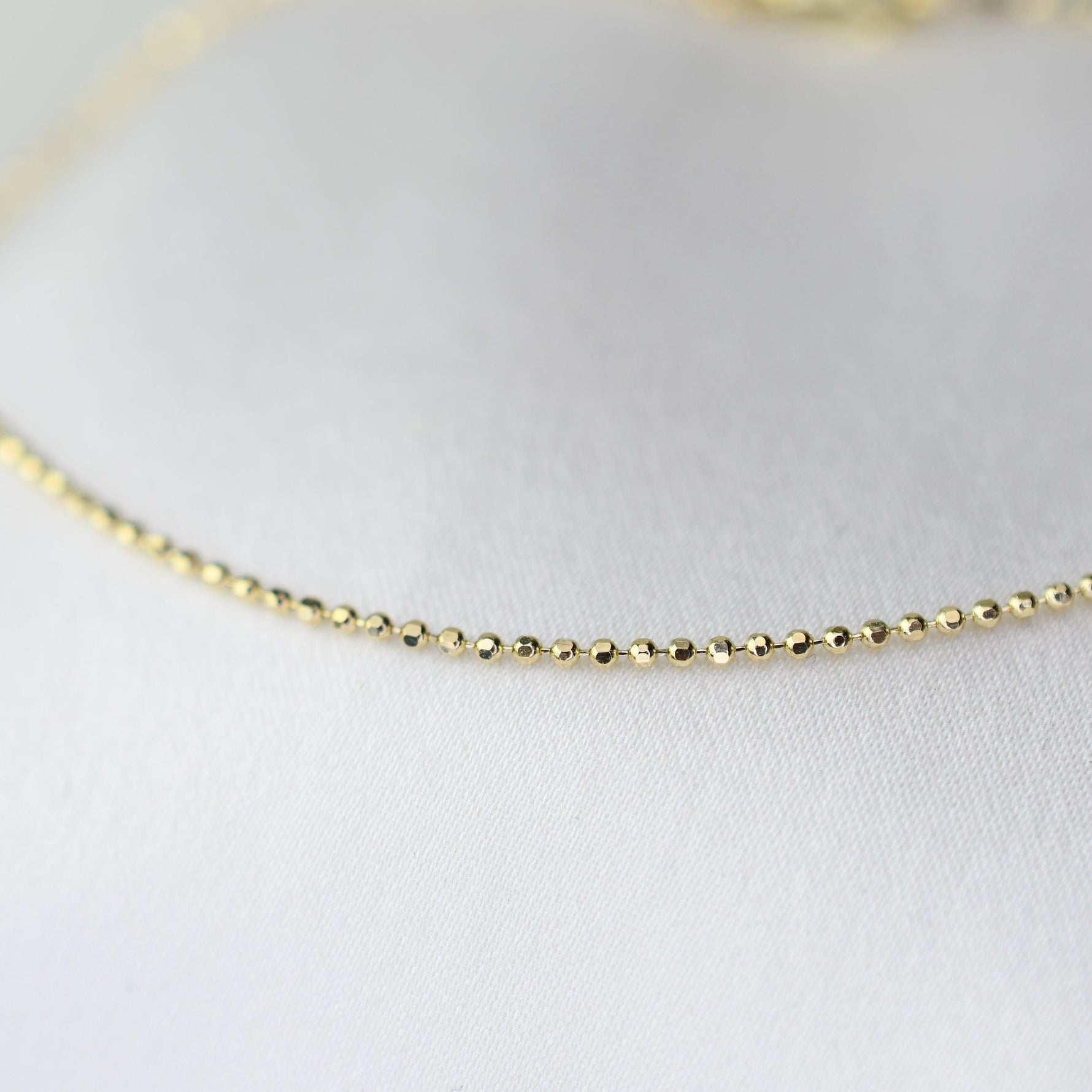 14K Gold Diamond Cut Bead Chain Bracelet - 1.1mm Bead Chain Bracelet - Sash Jewelry