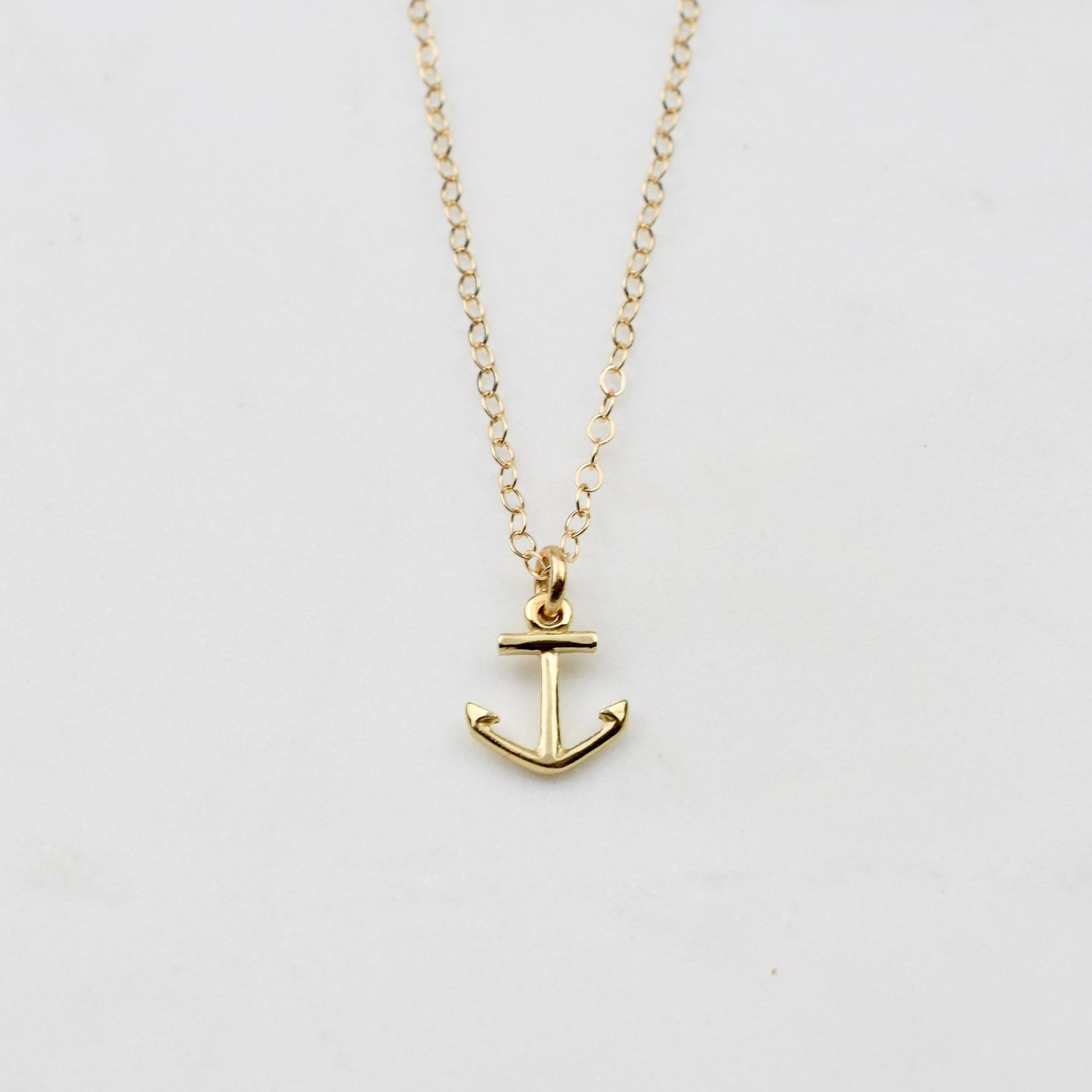 14K Gold Tiny Anchor Necklace