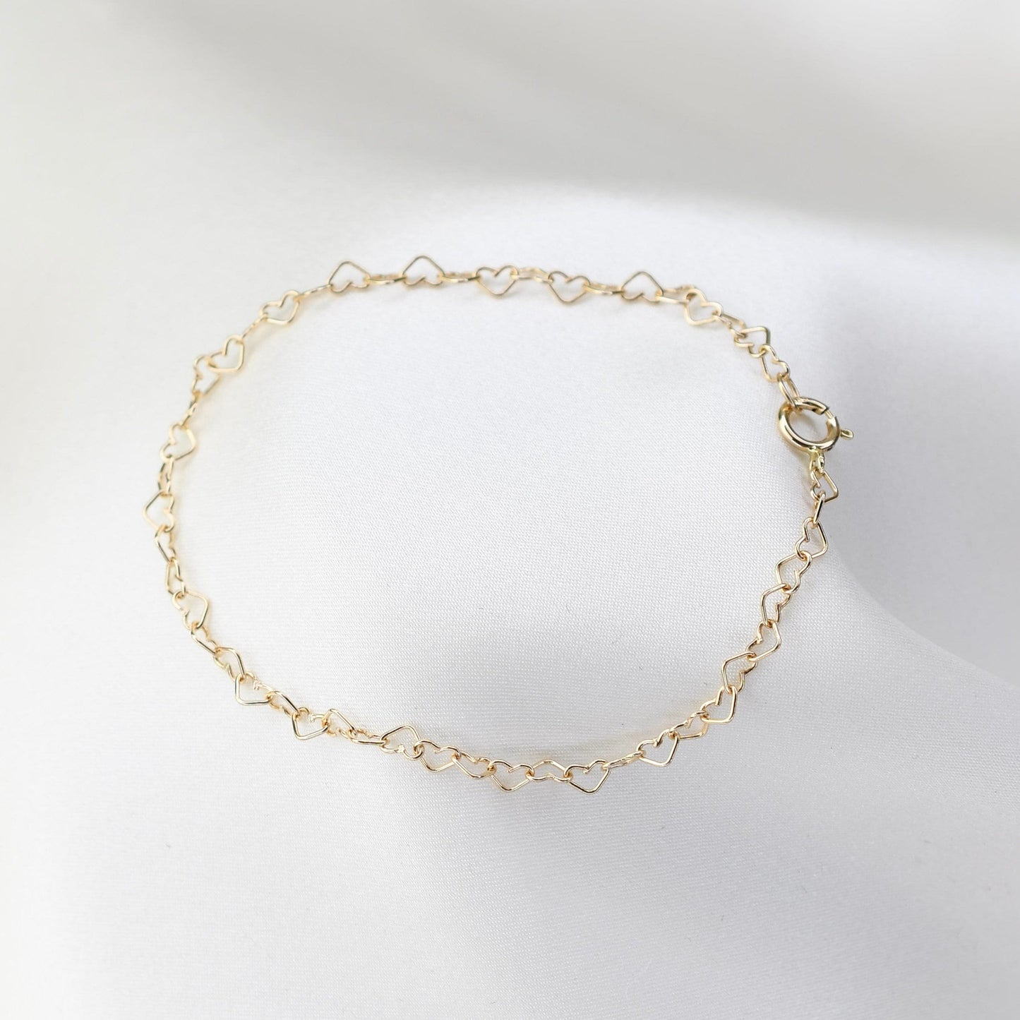 14K Gold Heart Chain Bracelet
