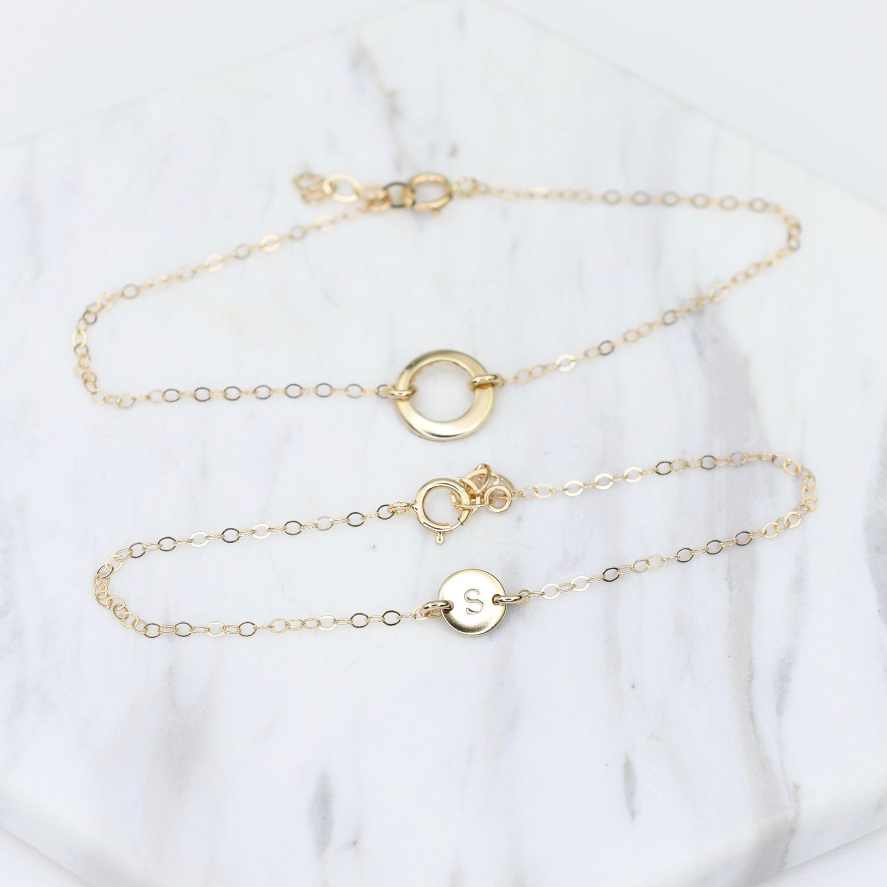Mother daughter bracelet. 14K gold personalized bracelet. Mothers day gift - Sash Jewelry