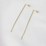 14K Gold Long Chain Earrings – Solid Gold Sparkle Chain - Sash Jewelry