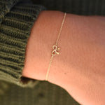 14K Gold Bow Bracelet - 14K Gold Tiny Bow Charm Bracelet - Sash Jewelry
