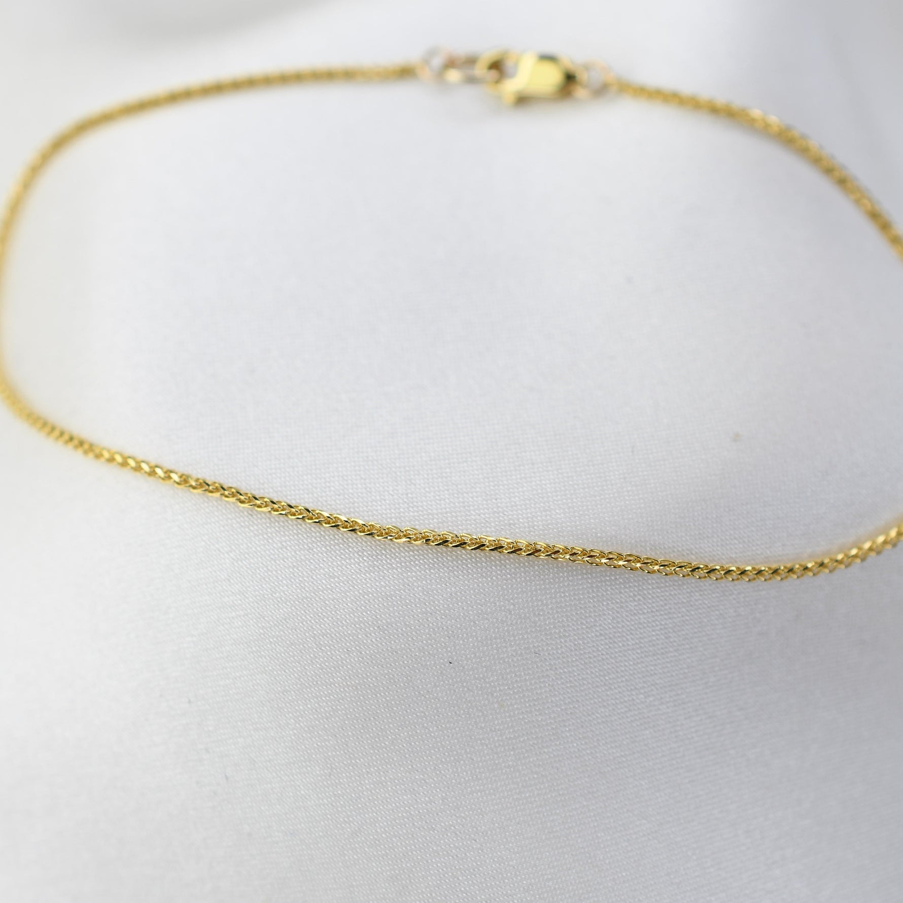 14K Solid Gold Wheat Chain Bracelet: Delicate Minimalist Style - Sash Jewelry