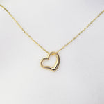 14K gold heart necklace with removable heart charm on fine chain