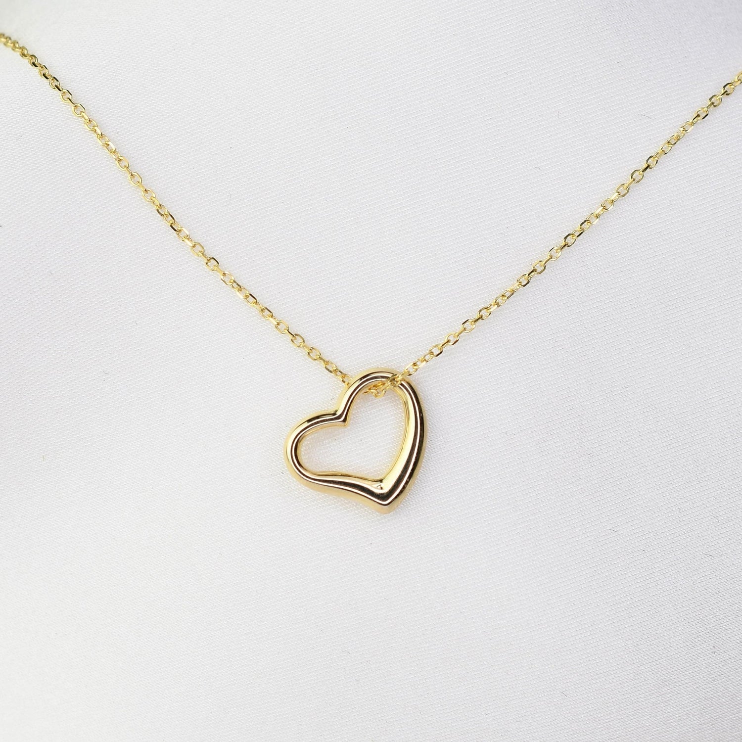14K gold heart necklace with removable heart charm on fine chain