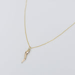 minimalist lucky horn necklace in 14K gold