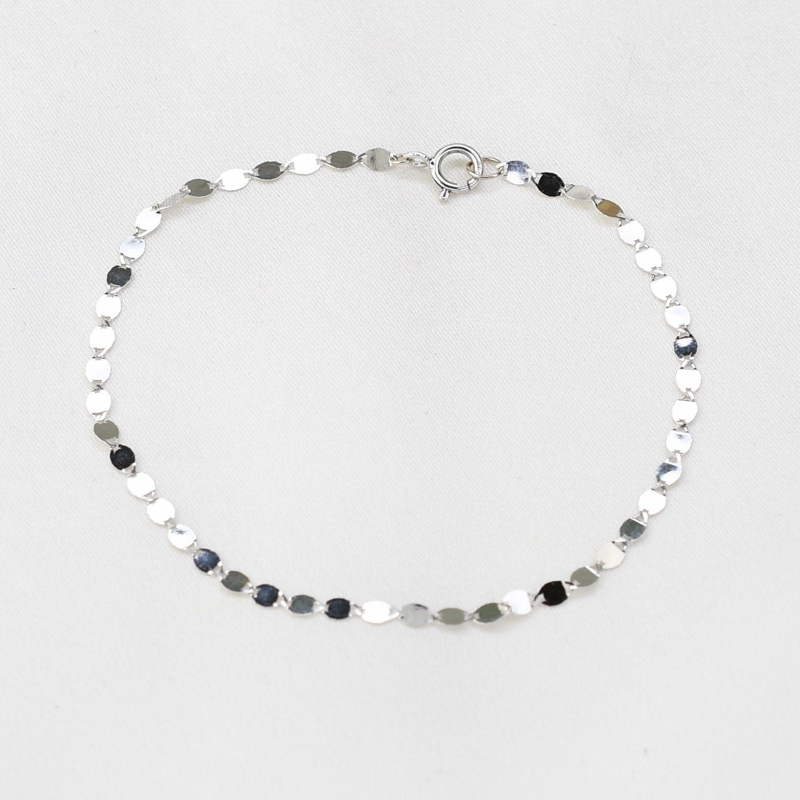 14K White Gold Sparkle Chain Bracelet - Sash Jewelry