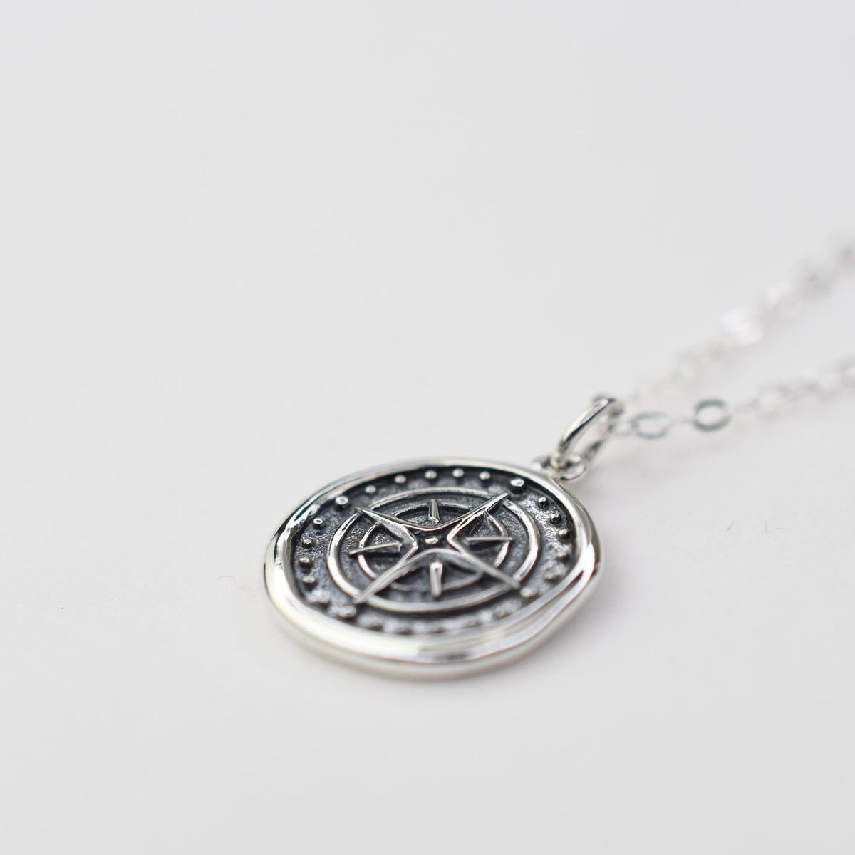 Compass Necklace – Wax Seal Pendant Gift for Traveler - Sash Jewelry