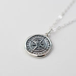 Compass Necklace – Wax Seal Pendant Gift for Traveler - Sash Jewelry