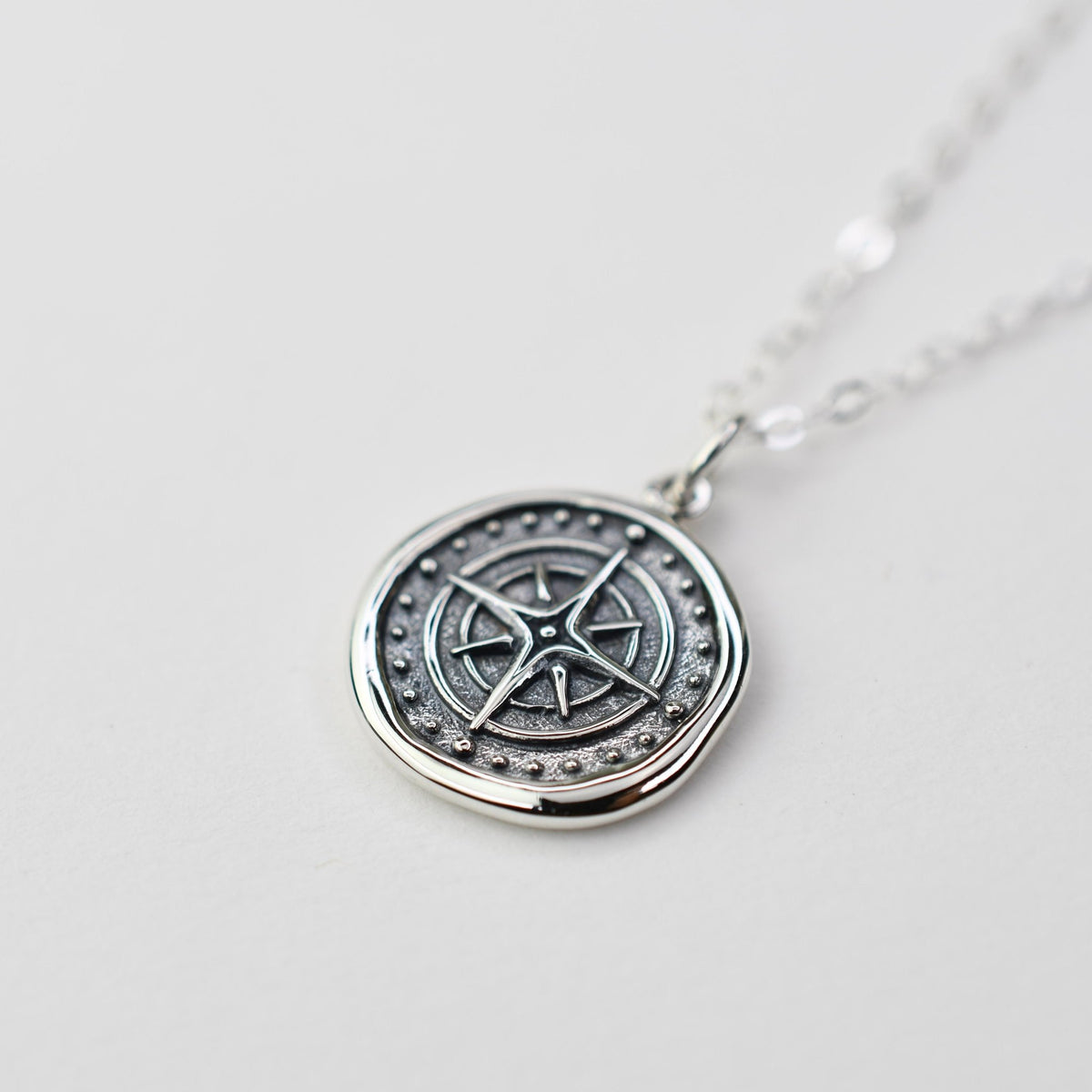 Compass Necklace – Wax Seal Pendant Gift for Traveler - Sash Jewelry