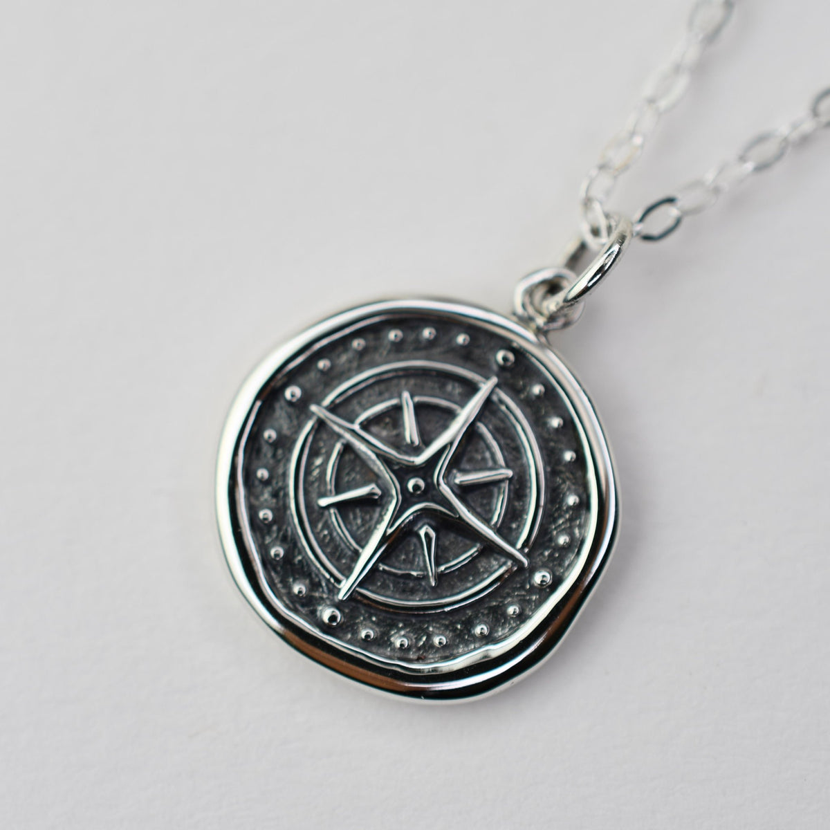 Compass Necklace – Wax Seal Pendant Gift for Traveler - Sash Jewelry