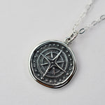 Compass Necklace – Wax Seal Pendant Gift for Traveler - Sash Jewelry