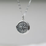 Compass Necklace – Wax Seal Pendant Gift for Traveler - Sash Jewelry
