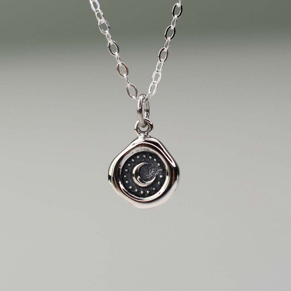 Crescent Moon Wax Seal Necklace - Sash Jewelry