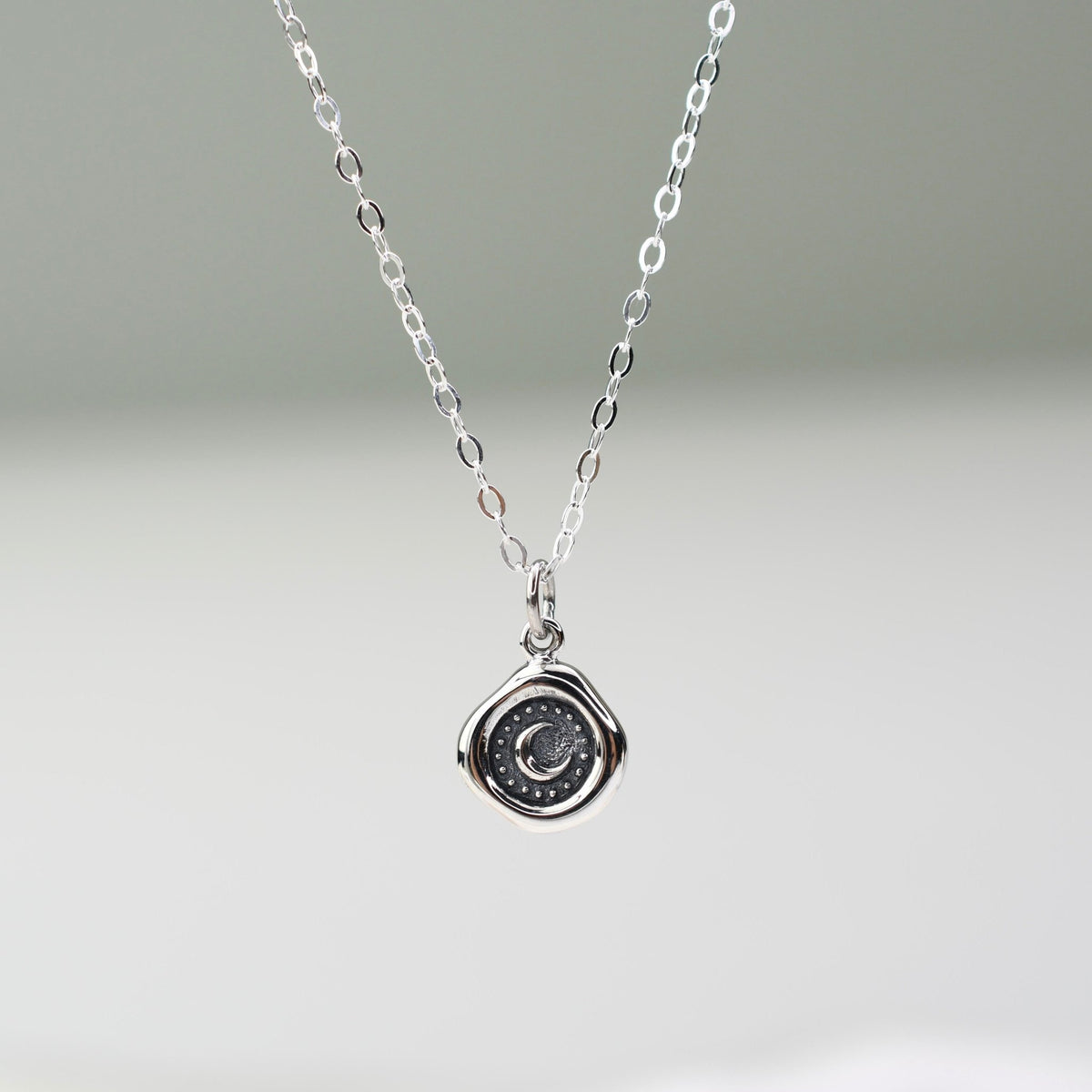 Crescent Moon Wax Seal Necklace - Sash Jewelry